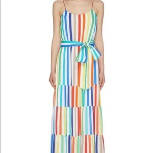 Alice and Olivia Janan Tiered Rainbow-Stripe Maxi